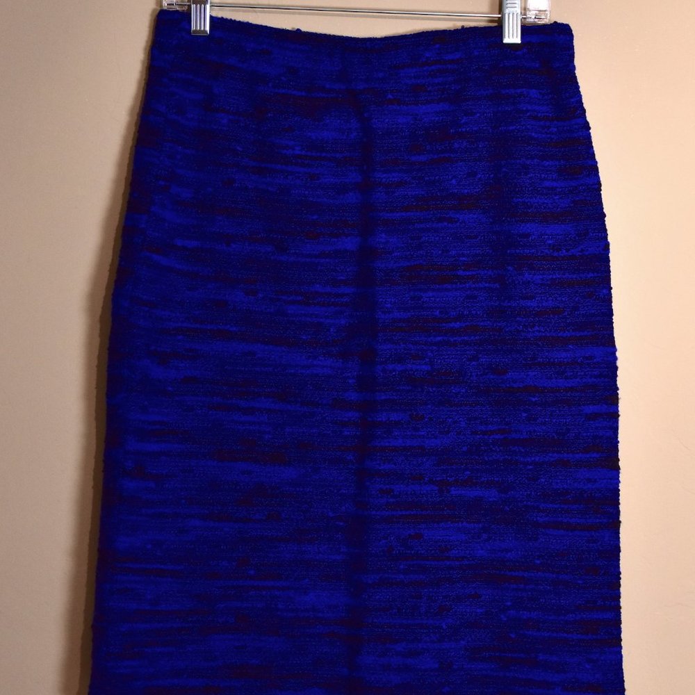 St John Royal Blue Wool Tweed Knit Skirt sz 10